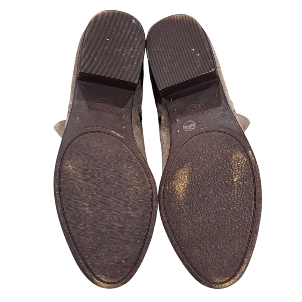 Lucky Brand® Basel Bootie Stonerock Crocodile Suede Double Zippers Stacked Heel - Picture 7 of 9